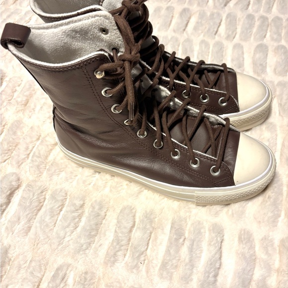 Converse Chocolate Leather High-Top Sneakers - Picture 2 of 10